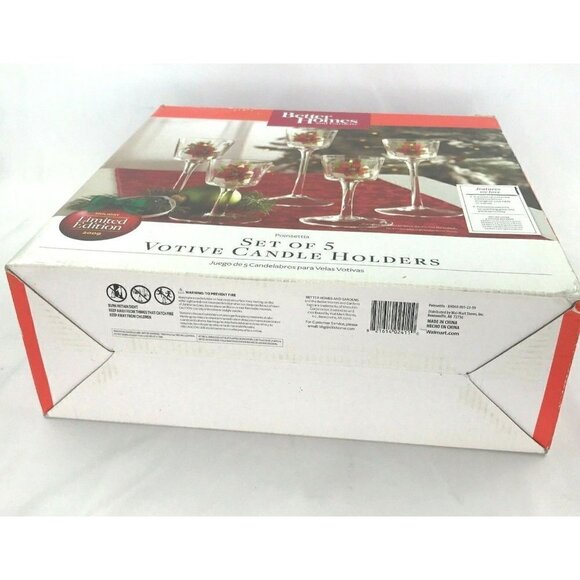 Better Homes & Gardens 5 Poinsettia Glass Votive Candle Holders Christmas Decor - Picture 4 of 12